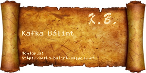 Kafka Bálint névjegykártya